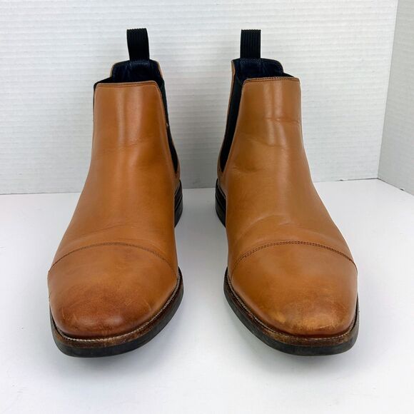 Cole Haan Wagner Grand Chelsea Boots Leather Dress Shoes Cognac Tan Men's 12 - Picture 3 of 15